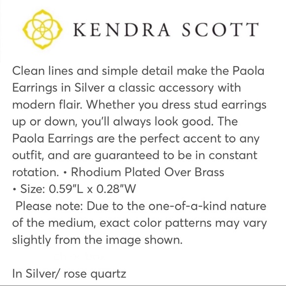 🆕 PAOLA Rectangular Statement Stud SLV/RSQ - Picture 2 of 5